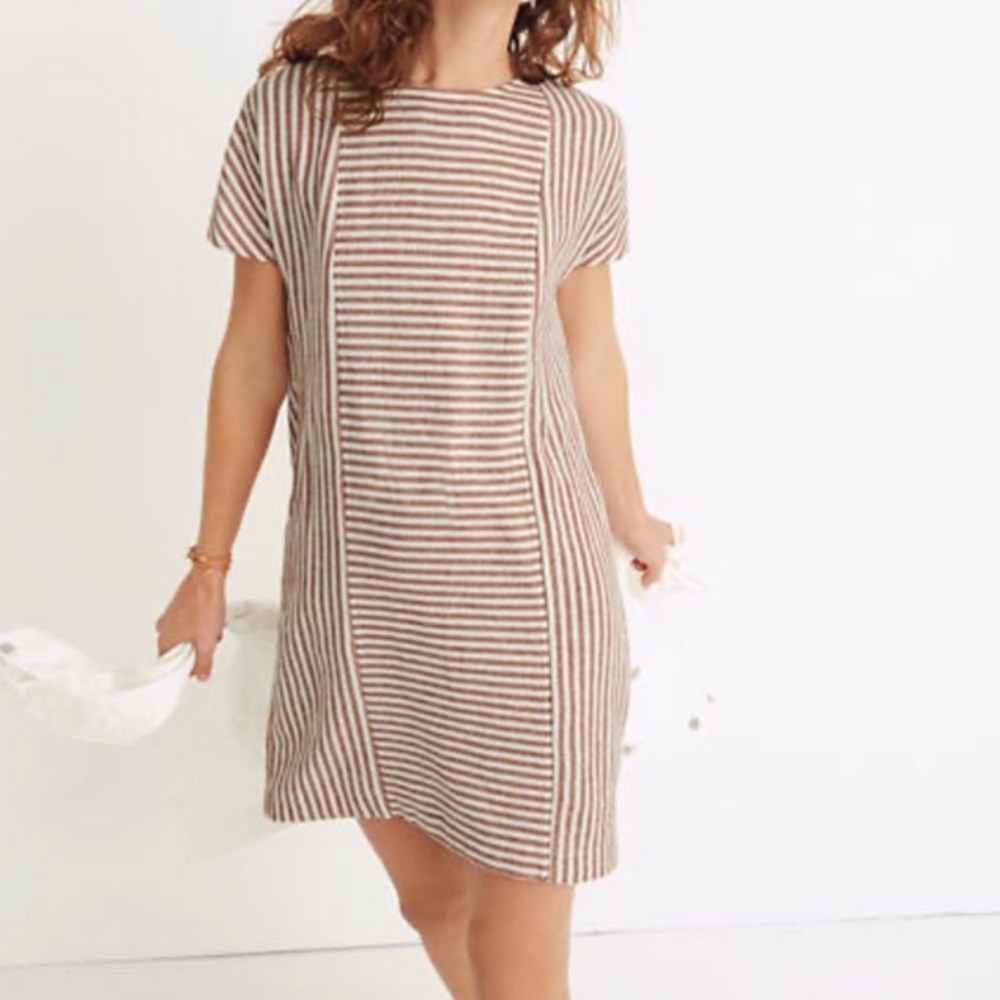 Madewell Stripe-Play Button Back Tee Dress - S